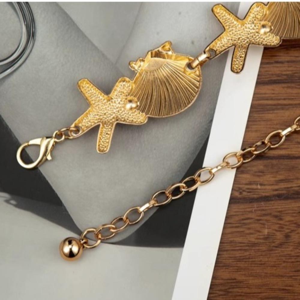 Ornaments Bohemian Shell Waist Belt Zinc Zinc Alloy Pearl Starfish Beach Body Chain  Beach