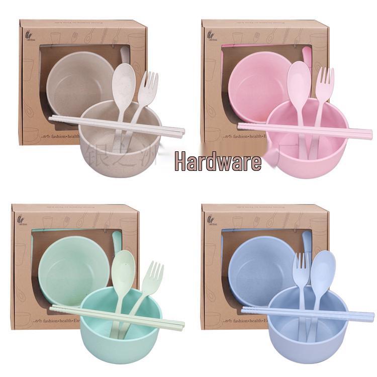 Eco-Friendly Wheat Straw Tableware Set: Portable Fork, Spoon, Chopsticks (3-Piece) + Cup, Bowl, Plate (6-Piece) - Ideal Promotional Gift