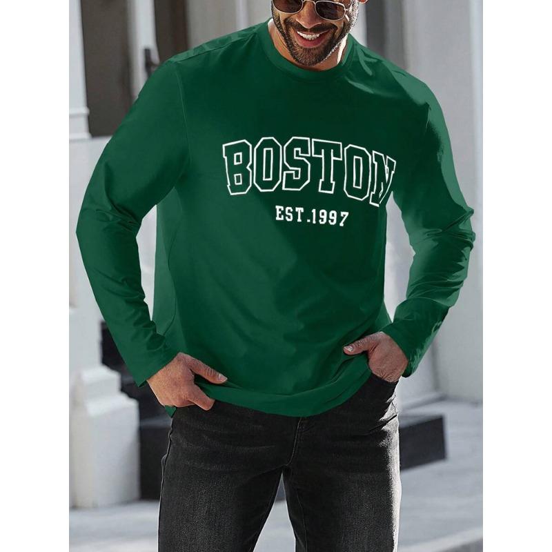 Religious Style Cross Print Men's Long-sleeved T-shirt A Warm Long-sleeved T-shirt For Men Suitable For Autumn And Winter Season