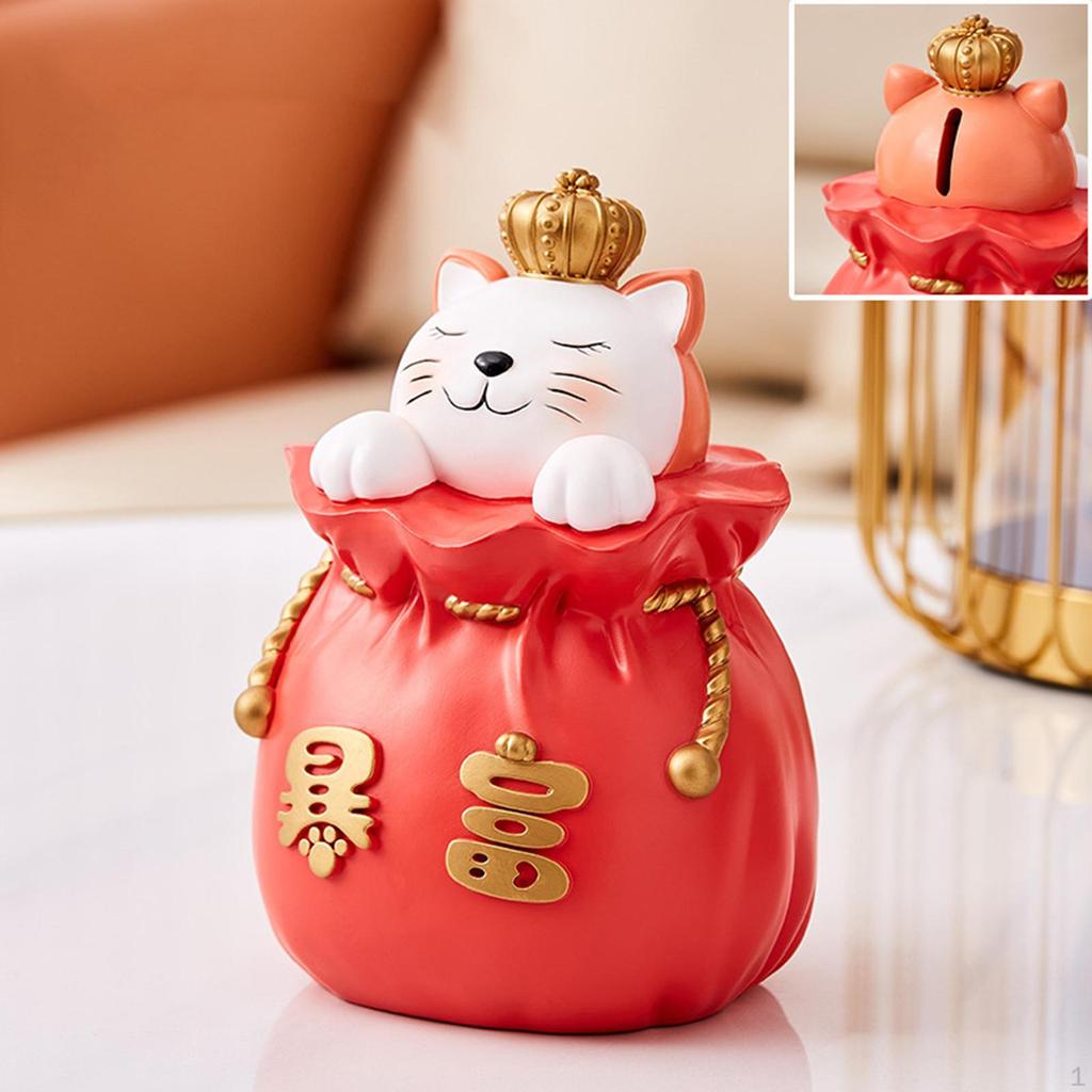 Katze Spardose Statue Figur Behälter für Zuhause Schreibtisch Dekoration