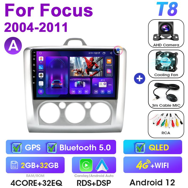 2 Din Android 12 Car Radio For Ford Focus 2 3 Mk2/Mk3 2004-2011 Multimedia Video Player GPS 4G Carplay Auto Stereo RDS Head Unit
