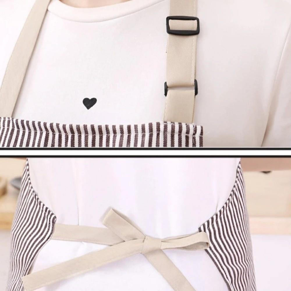 with 2 Pockets Striped Apron Adjustable Kitchen Apron Practical Cooking Apron Food Preparation