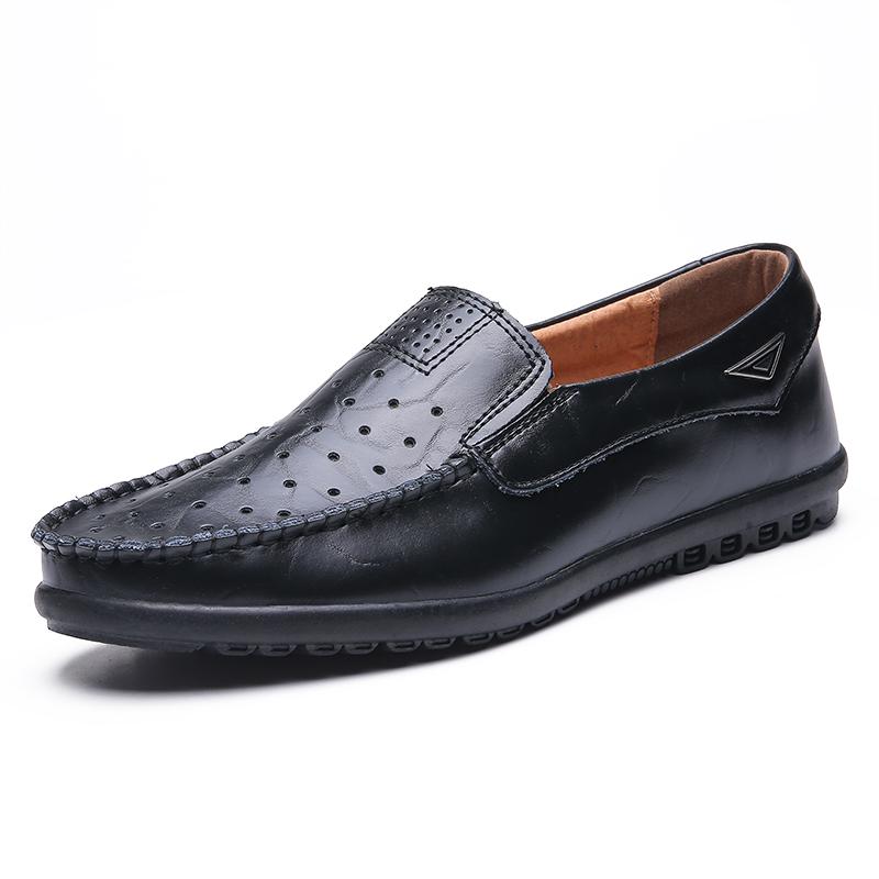 2024 Italian Men Shoes Casual Summer Mens Loafers Genuine Leather Moccasins Hollow Out Luxury Brand Slip On Driving Shoes