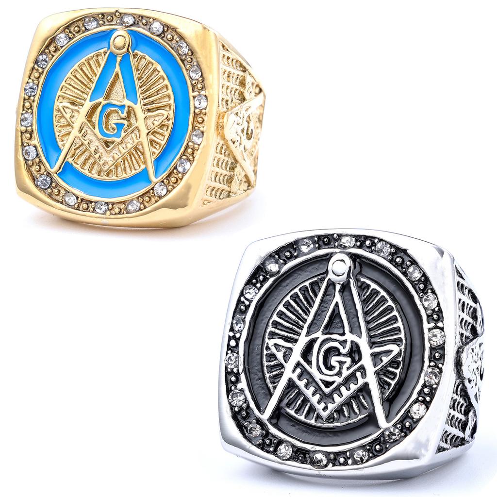 2026 Dominanter Retro Diamantbesetzter AG Freimaurerform Ring Personalisierter Retro Mode Schmuck