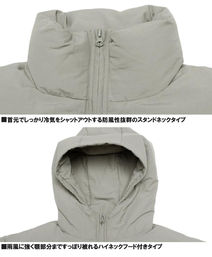 Jachetă umplută cu puf de mărime mare, cu suport din nailon, parka, volum, cu gât, bluză, 3 l, kaki deschis [One Colors] Bărbați (Parker)