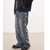 JYL Men's Straight Jeans American Ripped Vintage Loose Wide-Leg Denim