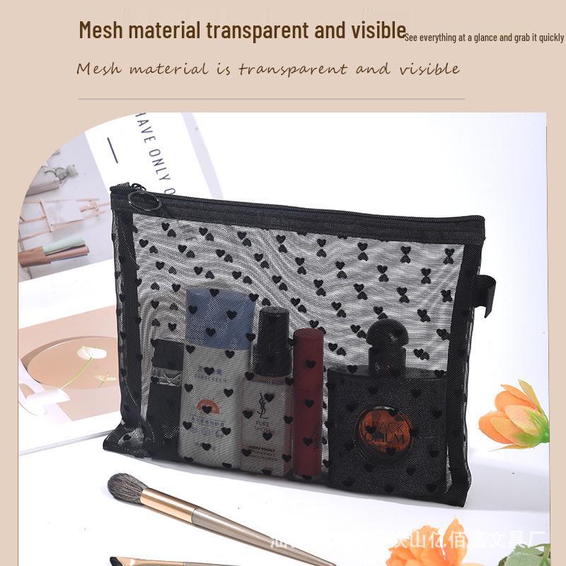 Large Capacity Transparent Mesh Cosmetic and Toiletry Bag - Portable Travel Storage