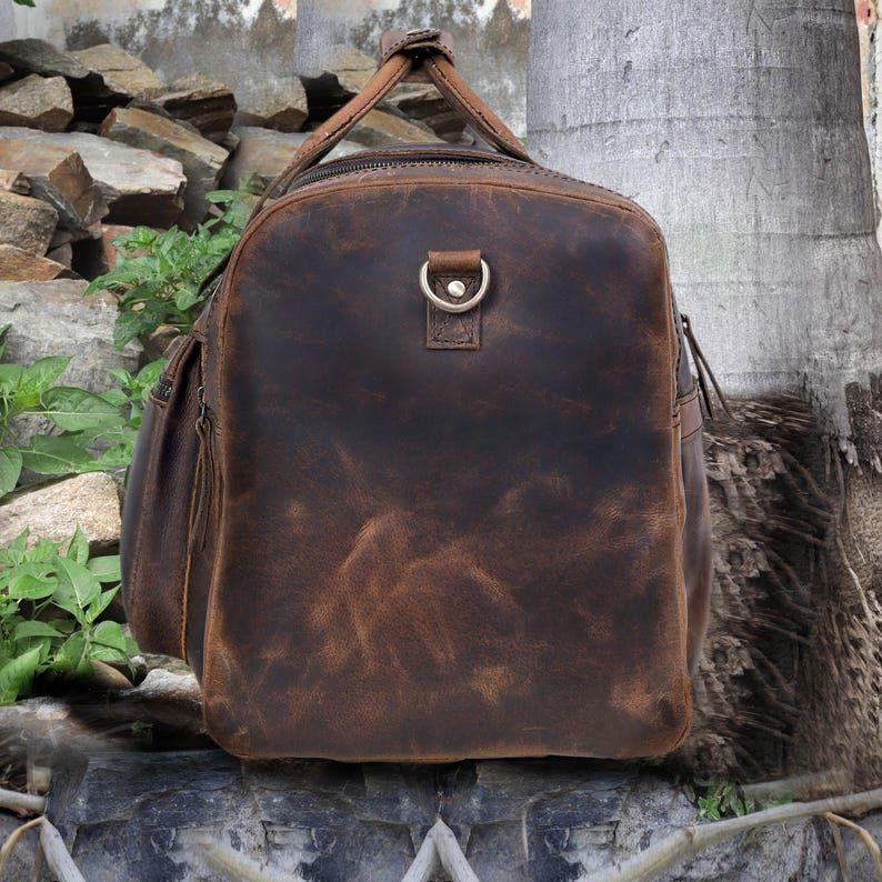 Handmade Leather Duffel Bag, Travel Luggage Duffel Gym Bag Weekender Overnight Bag for Men Leather Sports Duffle Gift Bag for Men