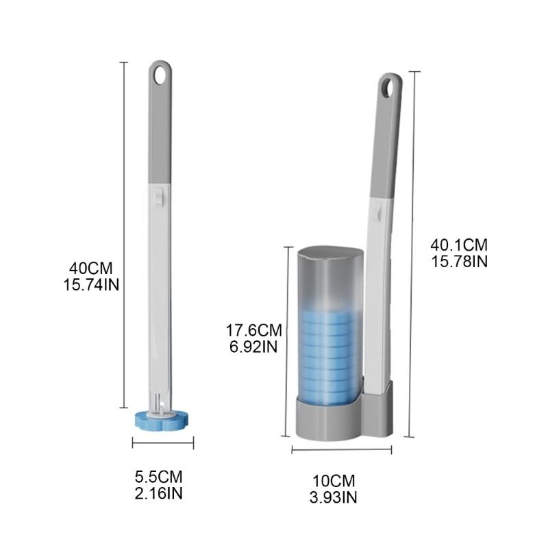 Disposable Toilet Brush Set Portable for Travel, Hotels, and Public Restrooms with Refill Sponge Heads