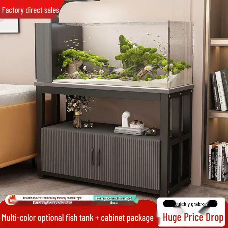 Ultra-Clear Glass Fish Tank with Integrated Stand and No-Change Water System