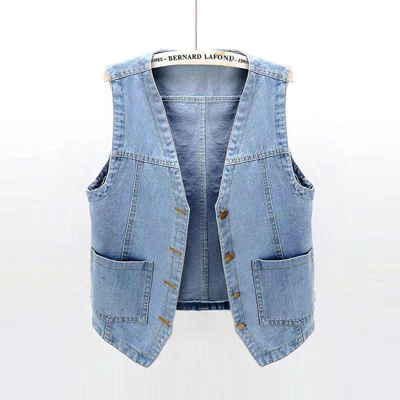 2023 Spring & Fall European Style Patchwork Ripped Denim Vest for Women
