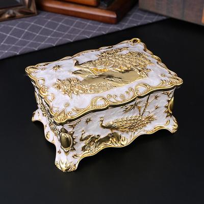 European Creative Retro Jewelry Box Double-layer Jewelry Box High-end Metal Princess Metal Jewelry Stud Earrings Storage Box