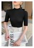 Women's Slim-Fit Knitted Sweater: New Spring Style, Yangzi Yarn, Half-High Collar, Five-Point Sleeves