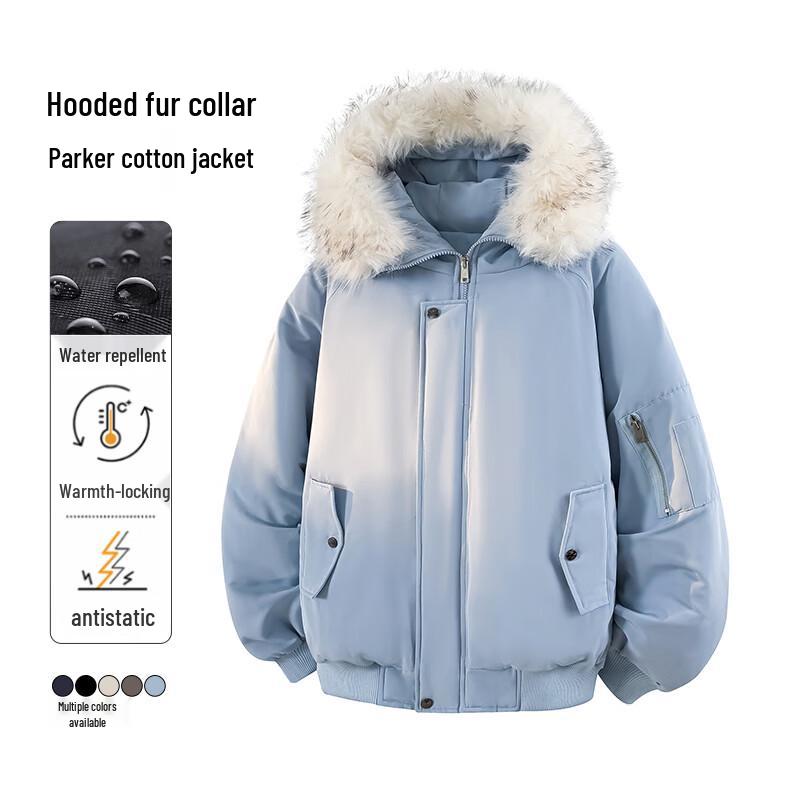 

VUUG Мужская парка с капюшоном в американском ретро-стиле на меховой подкладке L