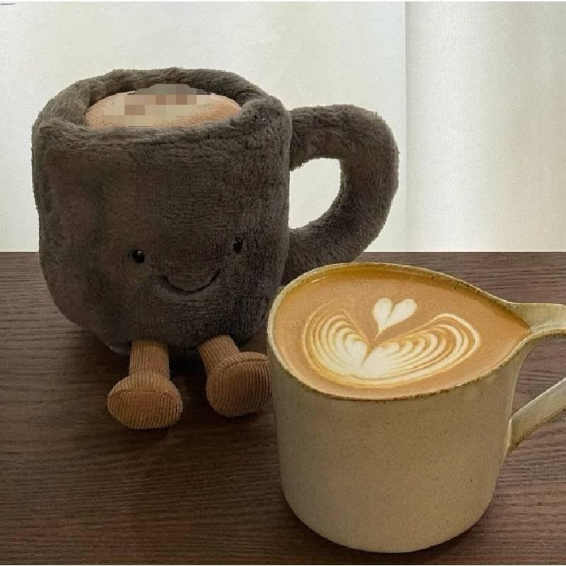 Soft And Cute Gray Plush Coffee Cup Toy For Children With Comforting Doll Features