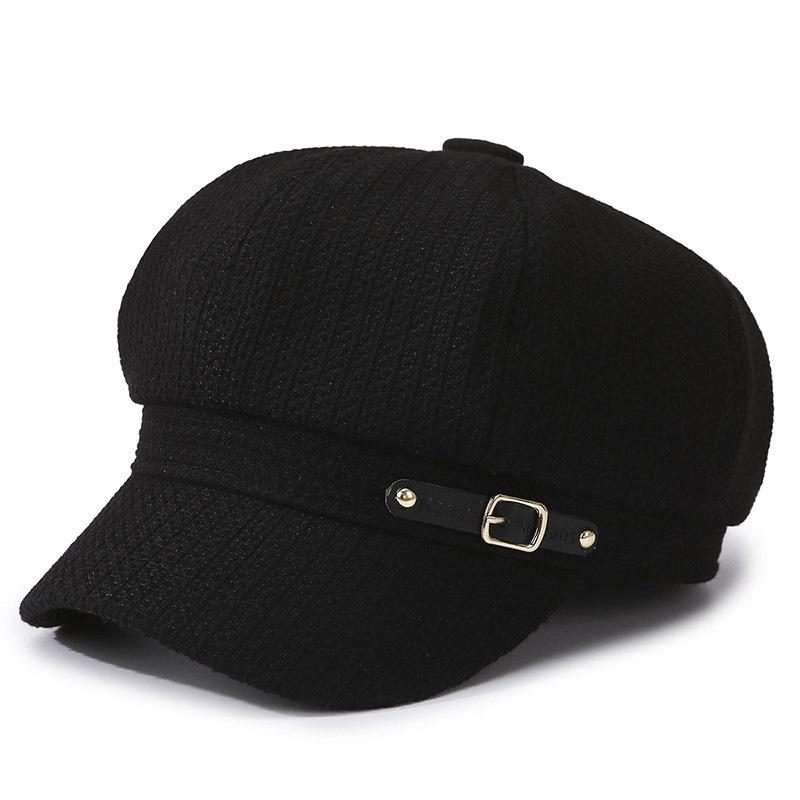 Retro Fashion Solid-Colored Octagonal Hat Outdoor Travel Leisure Versatile Beret Hat Trendy Newsboy Cap for Autumn Winter