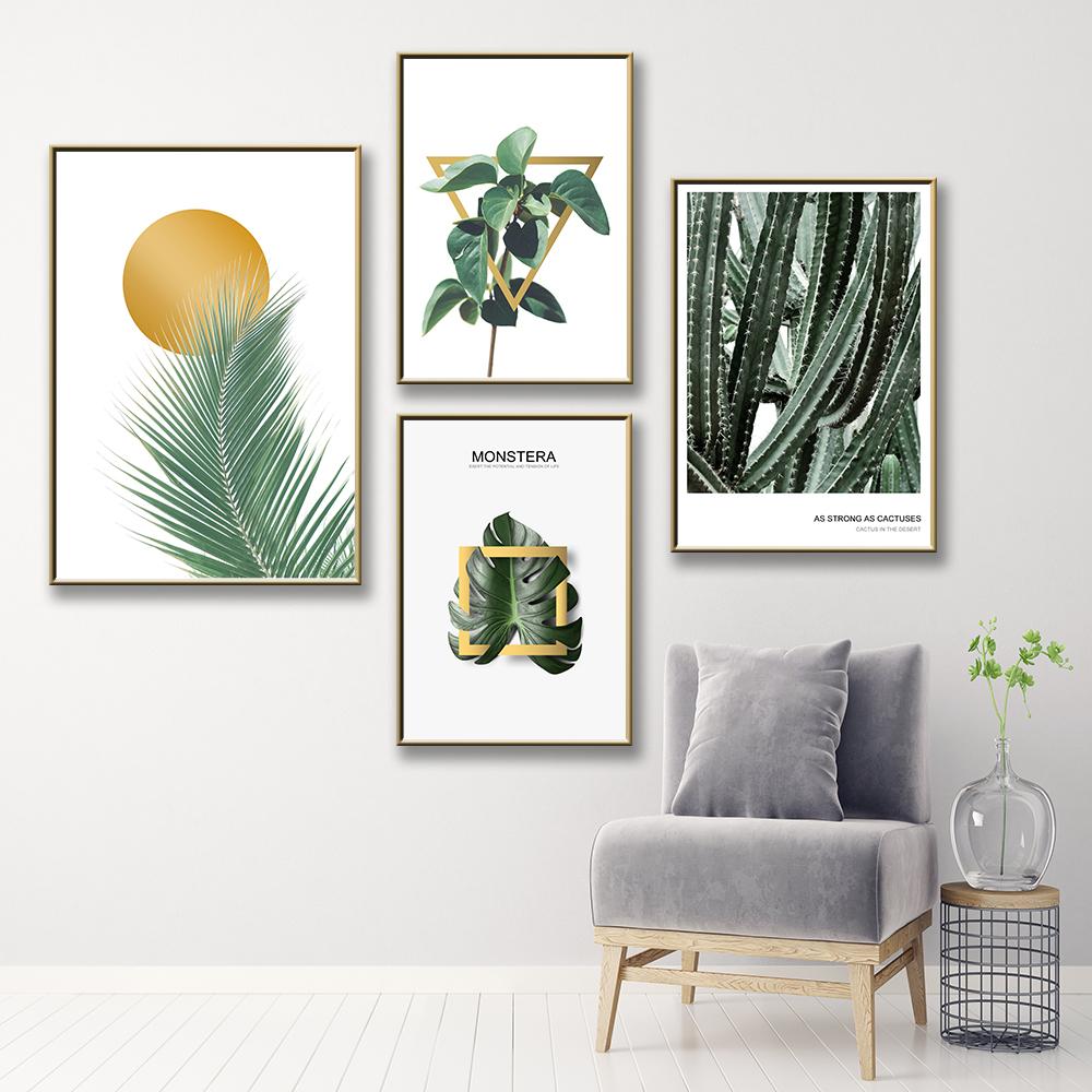 Boho Monstera Bamboo Leaf Sun Abstract Wall Art Canvas Painting Nordic Posters And Prints Pictures For Living Room Home Decor