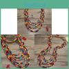Bohemian Wooden Multilayer Necklace For Women With Geometric Design And Handmade Craftsmanship