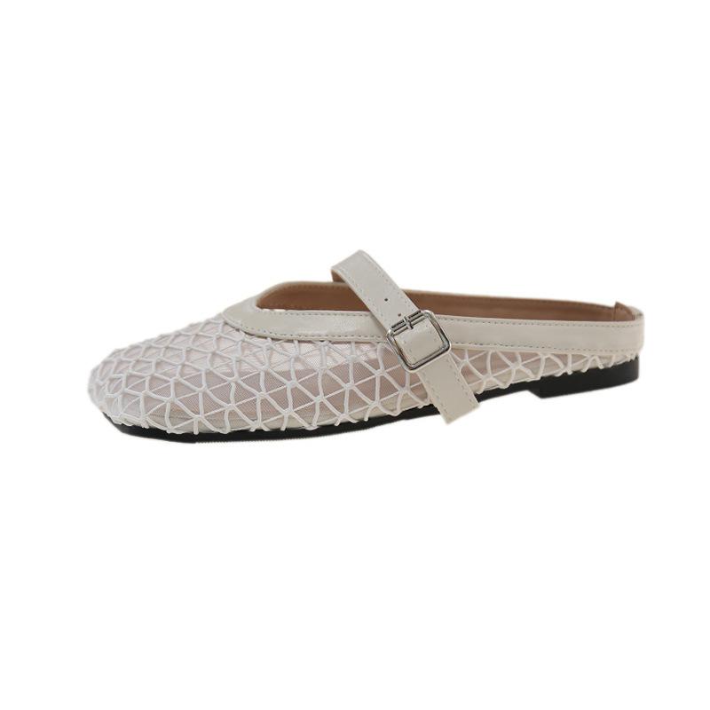 Flat-bottomed French Bag Head, Half Slippers, Outer Wear Women's Shoes, New Mesh Breathable and Comfortable Soft-soled Sandals In Summer 2025