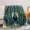 Peacock with Fanned Tail  Print Flannel Blanket, High quality Comfortable for All Seasons, Home Decor, Warmth and Comfort