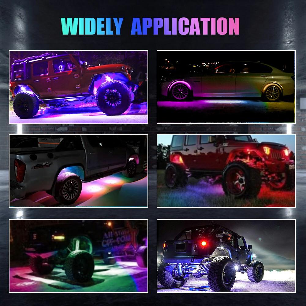 G6 4 In 1 LED Car Underglow Lights RGB Rock Lights Music Sync Atmosphere Lamp for Off Road Vehicles
