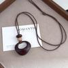 Retro Ethnic Ceramic Wood Necklace: Geometric Fruit Pendant for Women