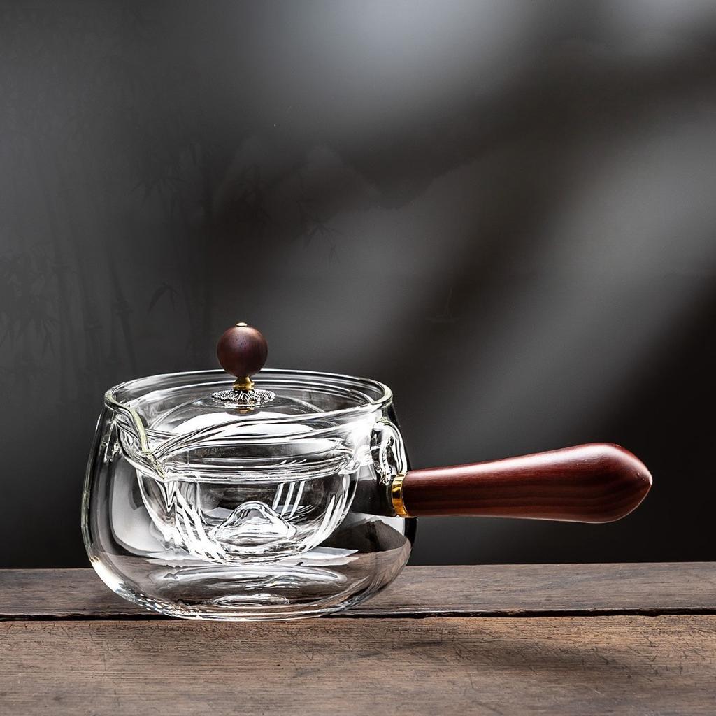 High Borosilicate Transparent Glass Xiaoyao Teapot Rotary Teapot Ink Color Home Living Room with Guest Side Teapot
