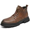 Martin Boots Men's Autumn High-top British Style Men's Casual Leather Shoes Spring and Autumn Non-slip and Wear-resistant High-end Tooling Boots