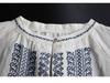 Women's Plus Size Cotton & Linen Shirt - Spring/Summer 2025 Ethnic Style with Wheat Ear Embroidery, Long Sleeve, Loose Fit.