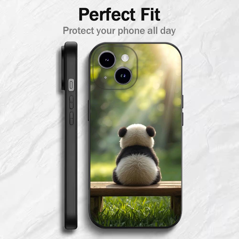 Fubao panda   Phone Case For 17 16 15 14 13 12 11 Mini XS XR X 6S 6 Pro Max Plus Black Soft Cover