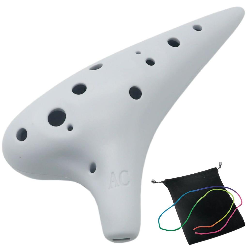 Aestivate Plastic Ocarina, 12-hole Alto C key, Plastic AC Ocarina, Windpipe, Resin (White)