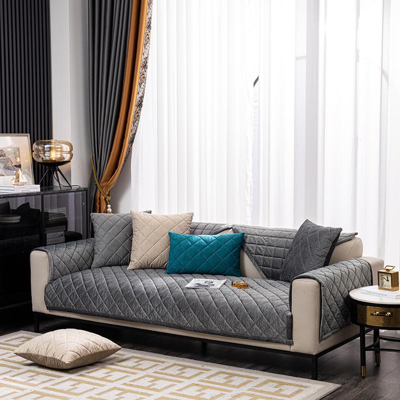 Four Seasons Universal Embroidery Craft Sofa Cushion Sofa Cover Fabric Plush Anti-Scratching Leather Sofa Cushion Protection