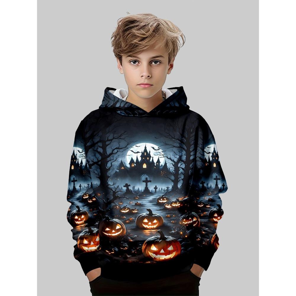 Autumn Comfortable Sports Leisure Long Sleeved Pullover Hooded Sweatshirt Children Christmas Series Loose Versatile Pocketless 3d Hoodies