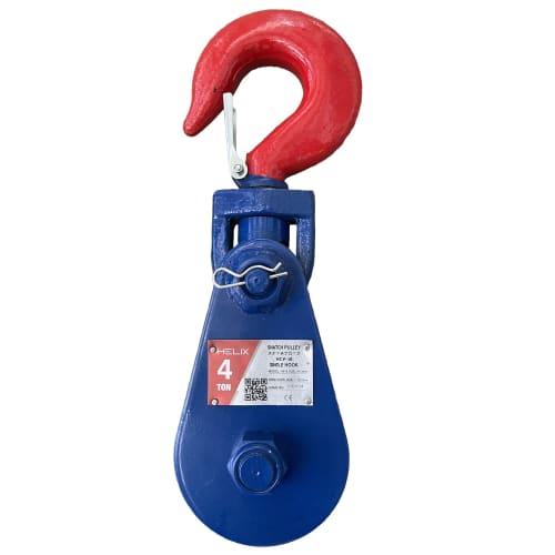 HELIX Heavy-Duty Pulley, Single-Wheel Snatch, 4-Ton, 4000kg Snatch Block, Block Pulley, Hook Type, Pulley Block for Tow Trucks, Loading Vehicles, Wire