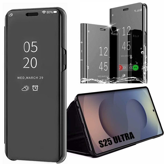 Coque de protection - BOOLING - Samsung Galaxy S25 Ultra - Effet Miroir - Antichoc - Noir
