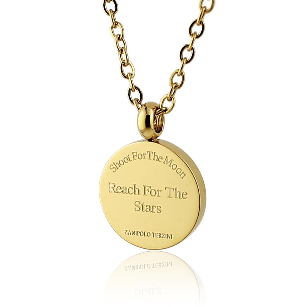 

Zanipolo Tarzini Men s Coin Necklace, Surgical Stainless Steel and Yellow Gold, Allergy Friendly