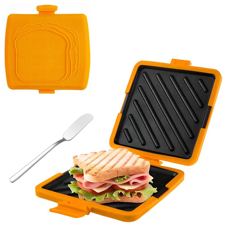 Microwave Toastie Sandwich Maker Food Grade Silicone with Butter Knife Dishwasher Safe Fast Cooking Kitchen Tools for Home