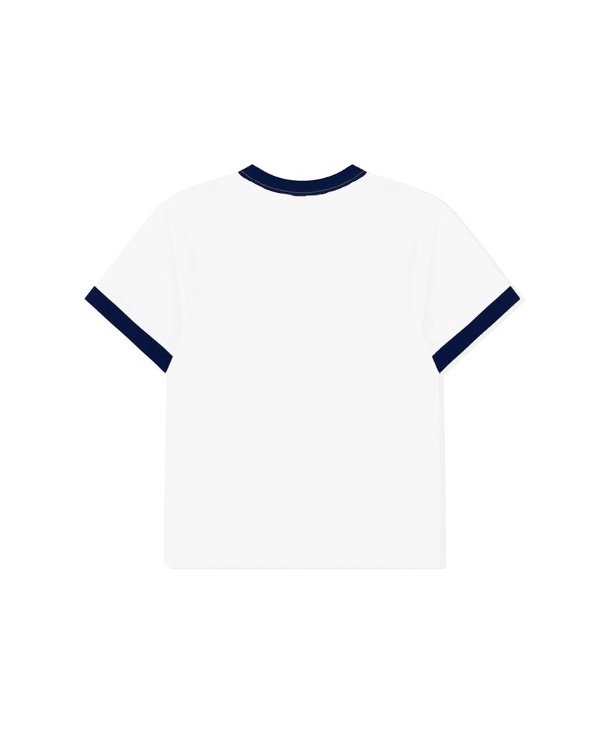 ESCAPEFROM Vintage Cloud Poster Print Ringer Short Sleeve T-Shirt Navy