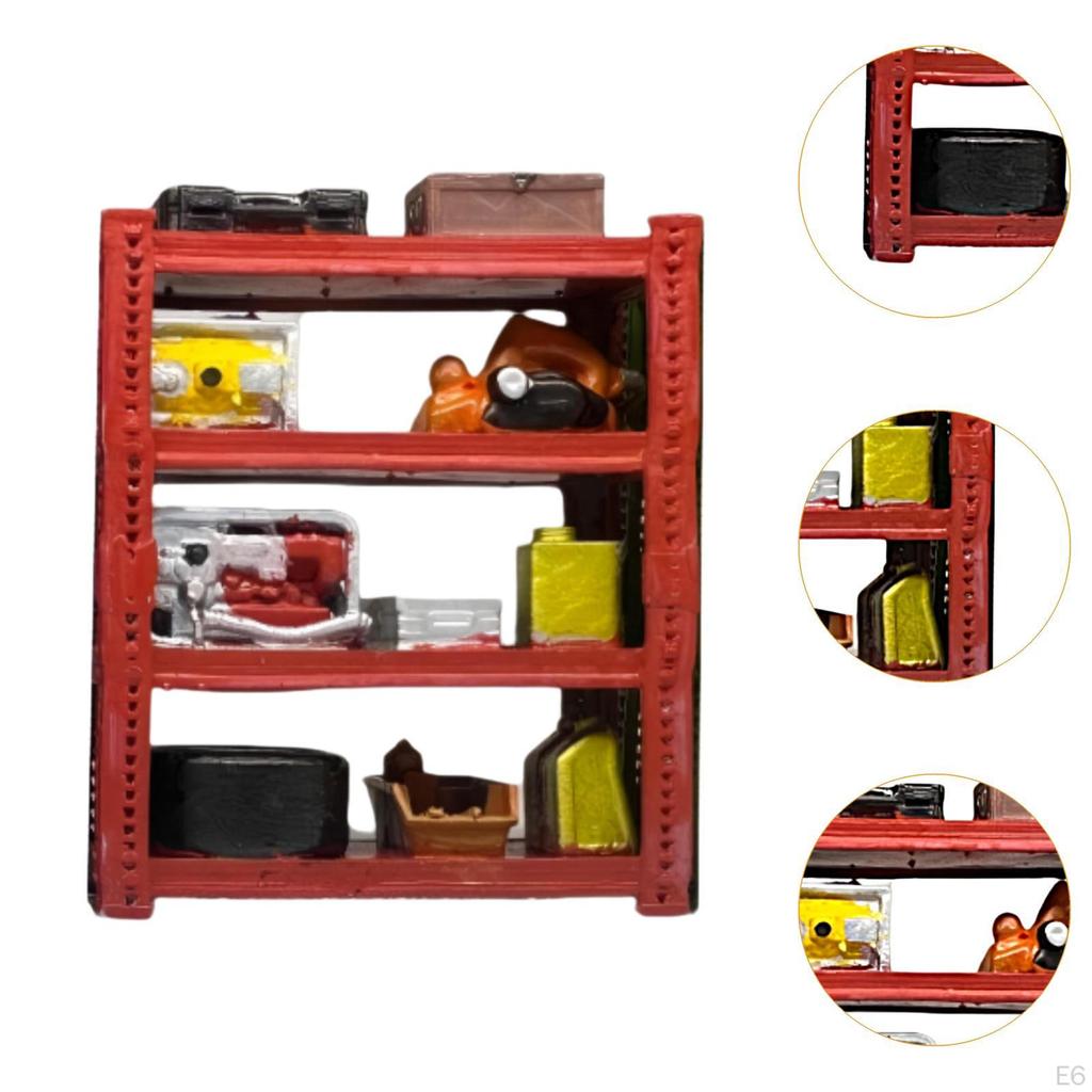 1/64 Car Garage Repair Shelves Auto Scene Architectural Buildings Accessory Props