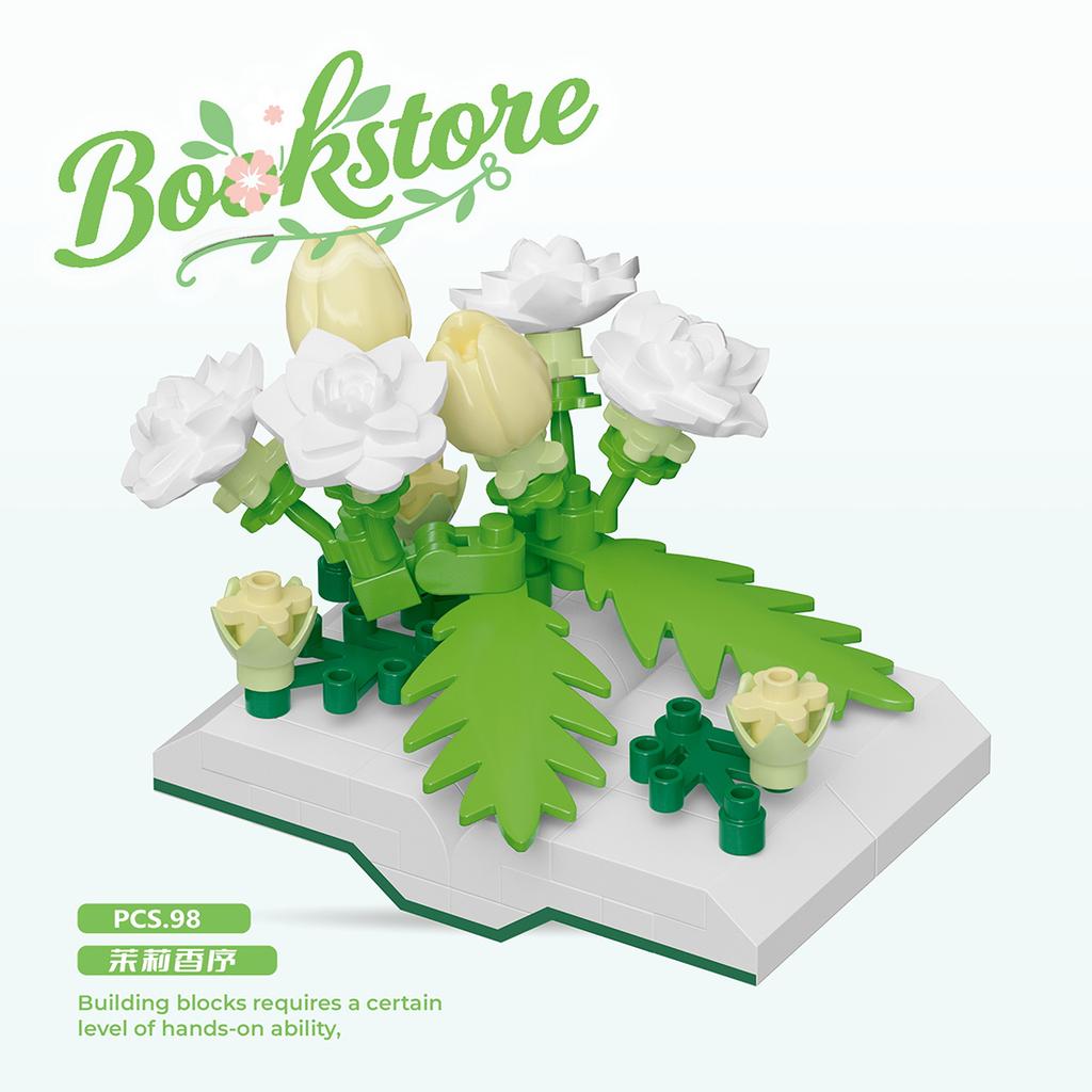 Creative Plastic Flowers Book Series Micro Building Blocks Educational Kids Toys Desktop Decoration Gift for Mother's Day