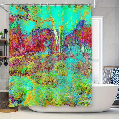 Artistic Shower Curtain with Multicolored Trees: Add a Splash of Color To Your Bathroom Decor (128 Characters)