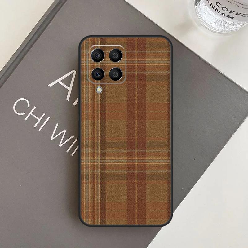 Brown Plaid Case For Samsung Galaxy M11 M21 M31 M20 M23 M54 M14 M34 M13 M52 M32 M12 M16 M36 M56 M15 M55