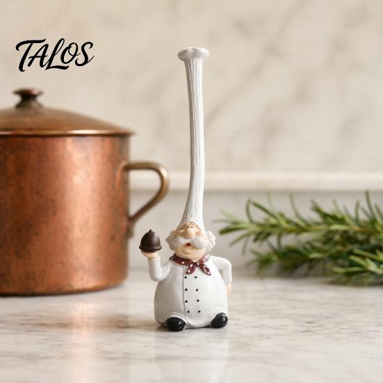 No Paint Peeling Resin Doll 2Pcs Tall Hat Chef Figurine for Kitchen And Restaurant Decor, Hand-Painted Cartoon Statue Dolls with Stable Base Tabletop