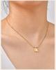 Square Pendant Necklace Stainless Steel Natural Stone Inlay Box Chain for Women Vintage Healing Jewelry Waterproof