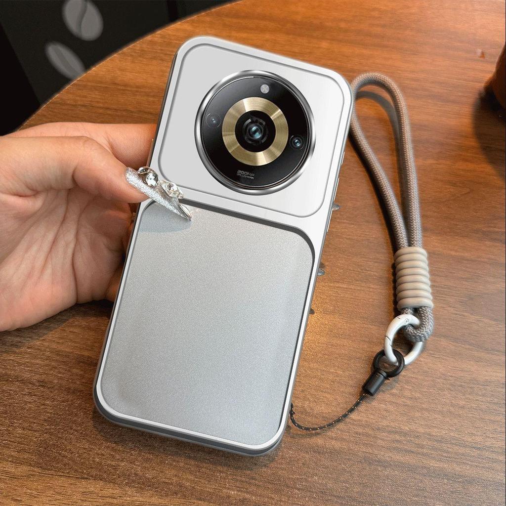 Luxury Big Window Phone Case with Lanyard for realme 11 pro+ Premium Textured Casing