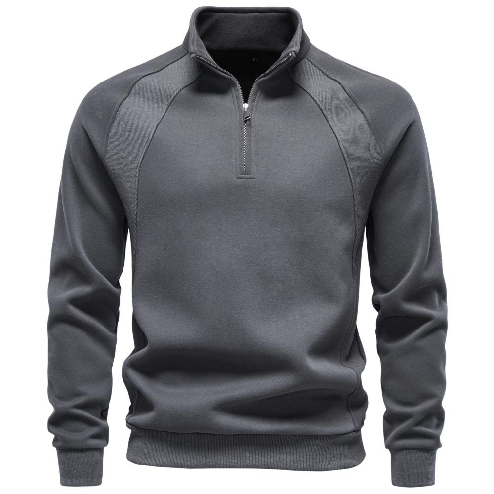 AIOPESON Half Zip Katoenmix Sweatshirts Opstaande Kraag Geribbelde Manchetten Raglanmouw Casual Sport Heren Herfst Winter Warm Pullover