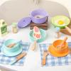 Wooden Simulation Colored Afternoon Tea Kitchen Utensil Set Children Toys For Imaginative Role Play