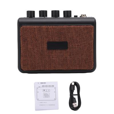 Portable Guitar Amp 10W BT Speaker 2 Clean Distortion Channels AUX Input Headphone Jack Rechargeable Silent for Outdoor