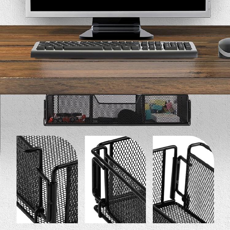 Hidden Desk Organizer Box Screw-on Under Desk Drawer Organizer for Office Home