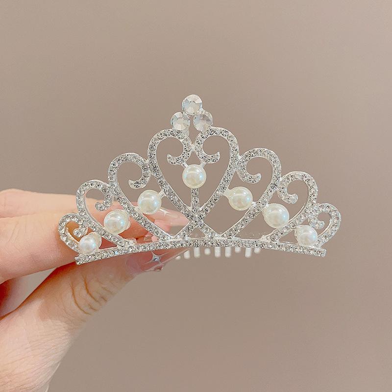 Love Heart Shaped Headbands Decorative Girls Hair Accessories Rhinestone Crown Hair Comb Elegant Children'S Birthday Gift Crown